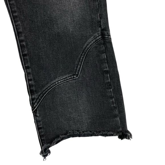 One Teaspoon Black Oak Jeans 24 Cropped Kick Flare Raw Hem Rigid Denim Pants - Picture 5 of 9